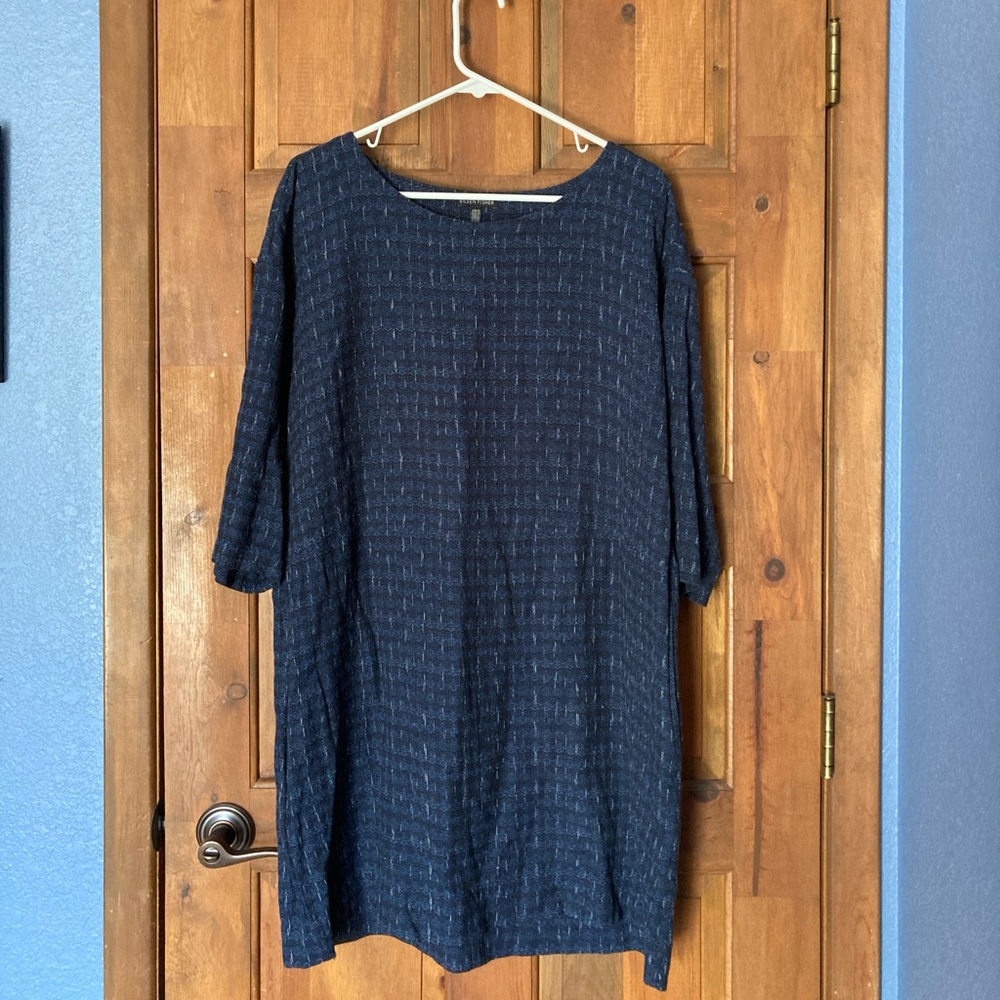 Eileen Fisher Navy Shibori Dress